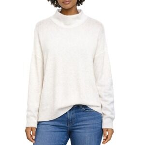 Joie Womens Mock Neck Soft Knit Sweater Cream Off-White Relaxed Fit Size Large